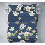 Gultas veļa krāsaina FLOWERS dark blue