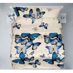 Gultas veļa krāsaina BLUE BUTTERFLY
