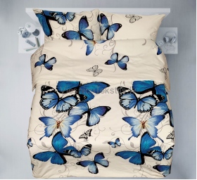Gultas veļa krāsaina BLUE BUTTERFLY