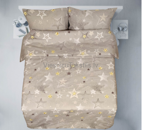 Gultas veļa krāsaina BEIGE STARS